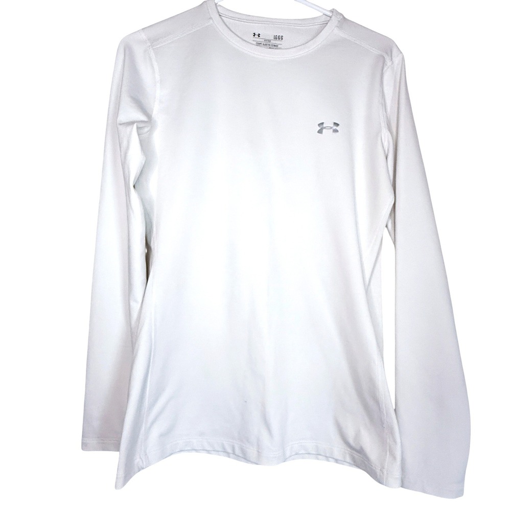 Under Armour ColdGear Womens Large White Fitted Long Sleeve Base Layer Shirt